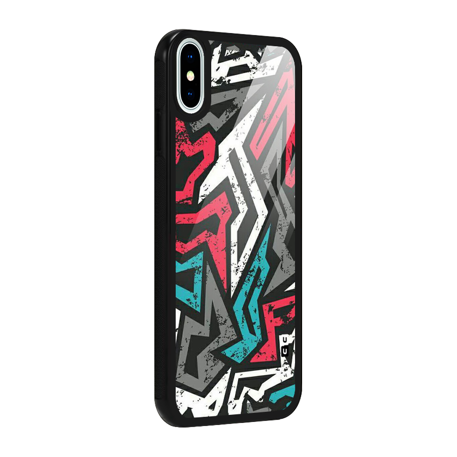 Rugged Strike Abstract Glass Back Case for iPhone XS
