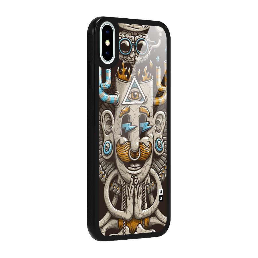 Sculpture Design Glass Back Case for iPhone XS