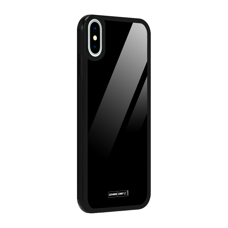 Simple Black Glass Back Case for iPhone XS