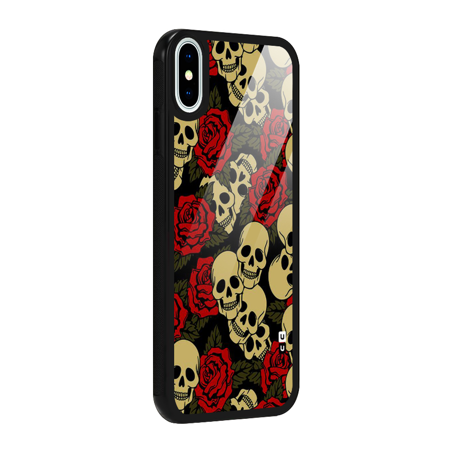 Skulled Roses Glass Back Case for iPhone XS