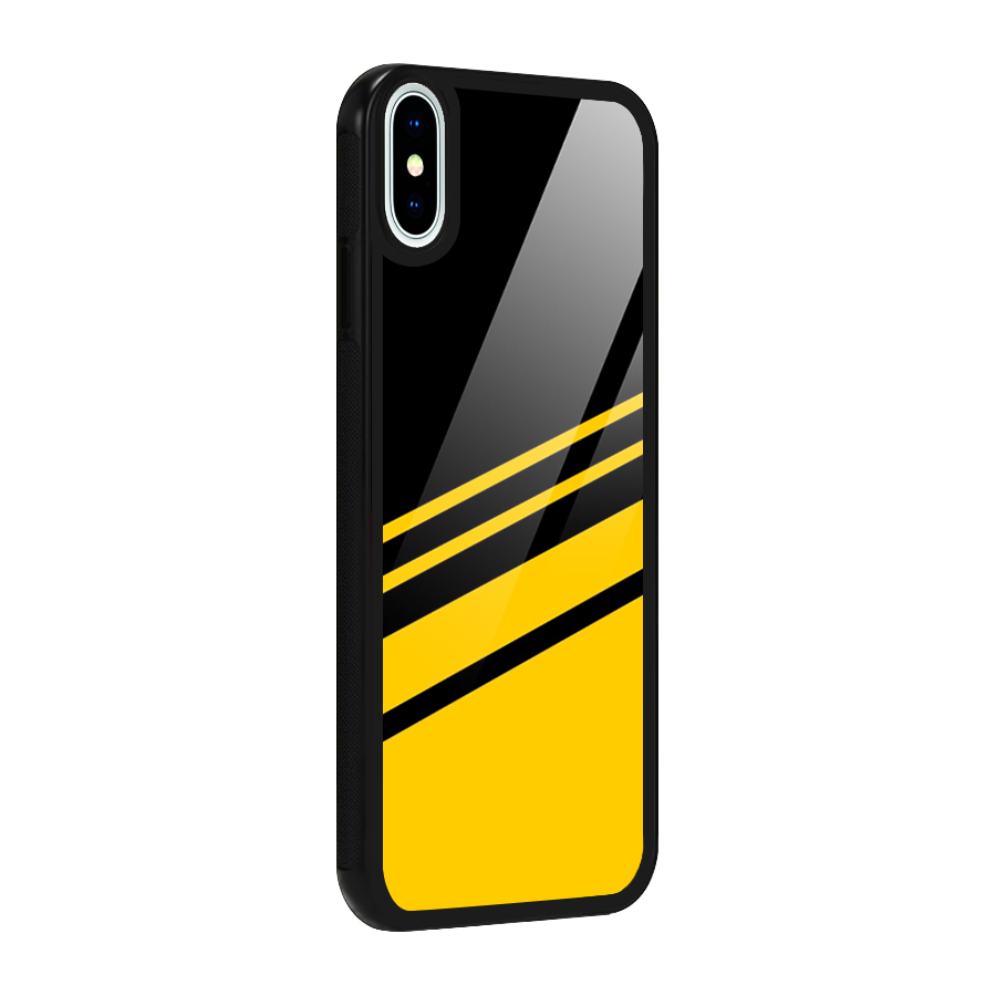 Slant Yellow Stripes Glass Back Case for iPhone XS