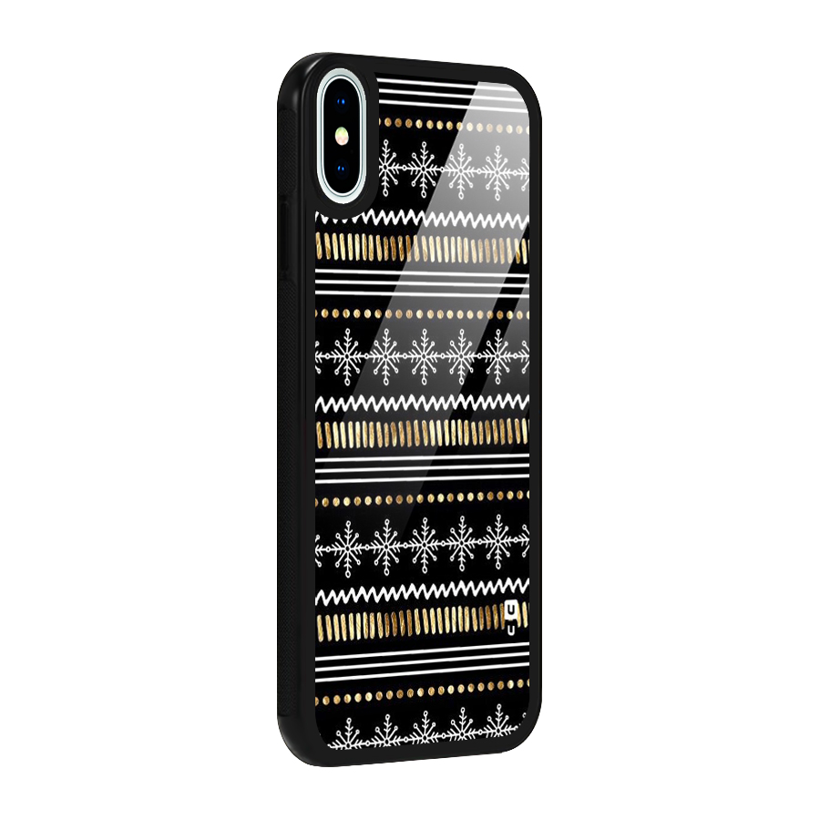 Snowflakes Gold Glass Back Case for iPhone XS