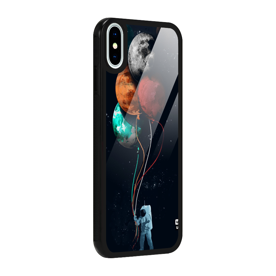 Space Balloons Glass Back Case for iPhone XS