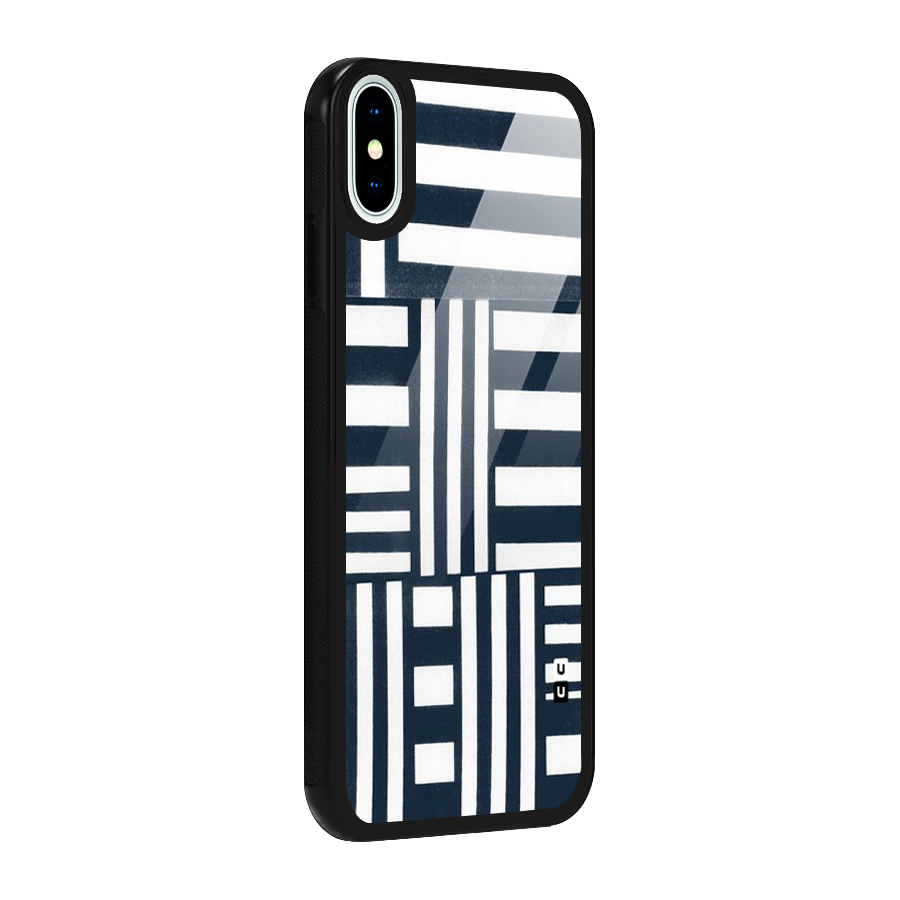 Square  Stripes Glass Back Case for iPhone XS