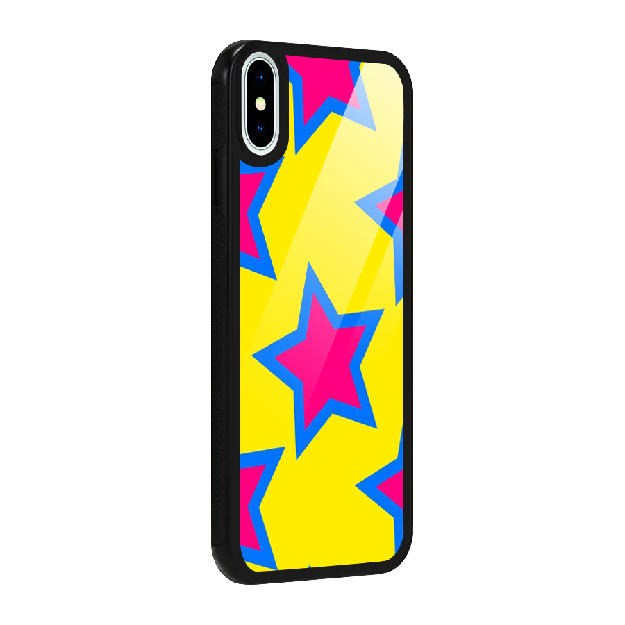 Star Pattern Glass Back Case for iPhone XS
