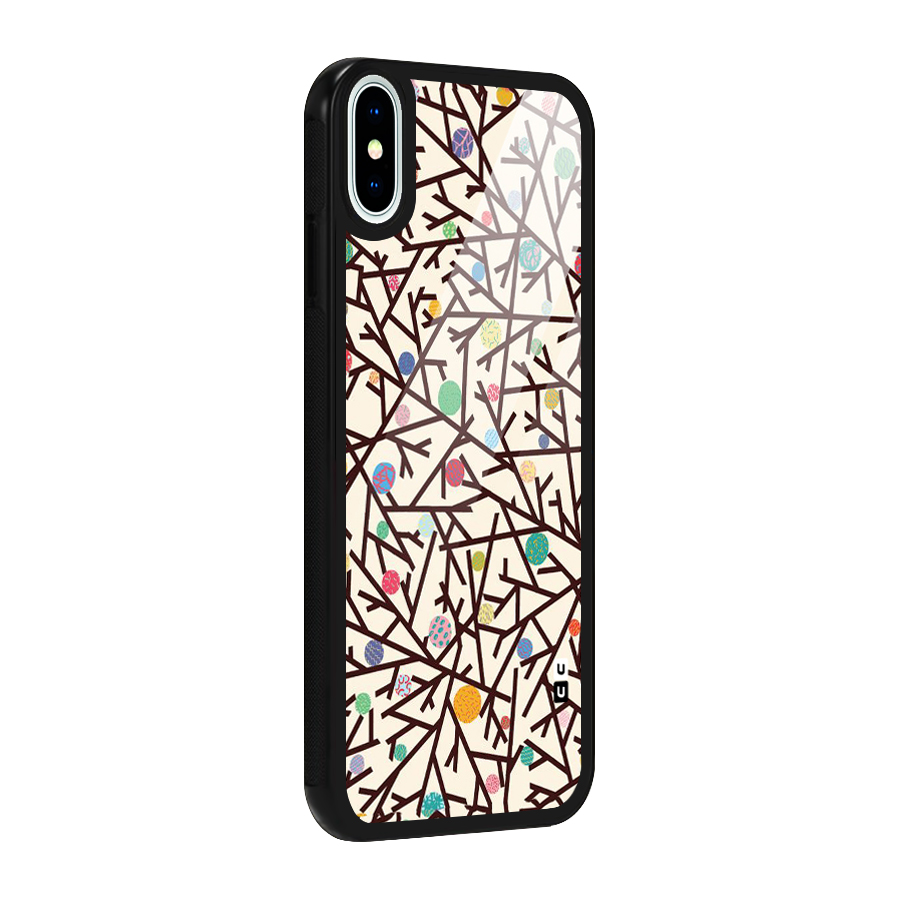 Stem Pattern Glass Back Case for iPhone XS