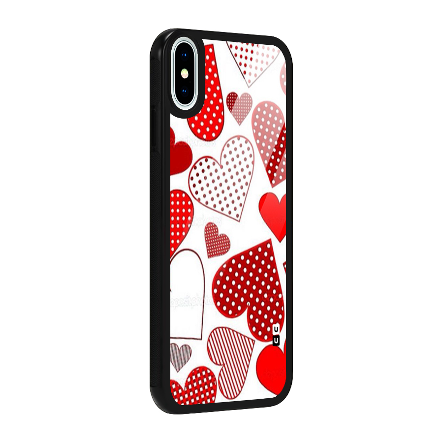 Style Hearts Glass Back Case for iPhone XS