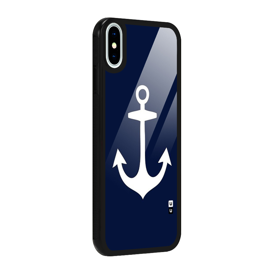 Stylish Anchor Design Glass Back Case for iPhone XS