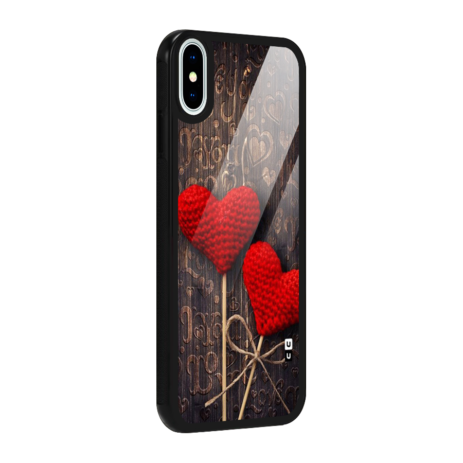 Thread Art Wooden Print Glass Back Case for iPhone XS