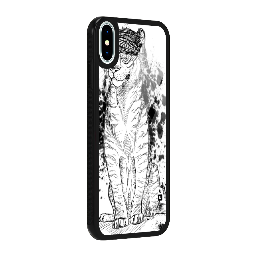 Tiger Wink Glass Back Case for iPhone XS