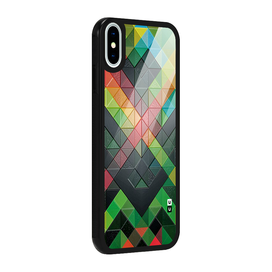 Too Much Colors Pattern Glass Back Case for iPhone XS
