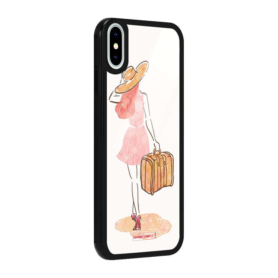 Travel Girl Glass Back Case for iPhone XS