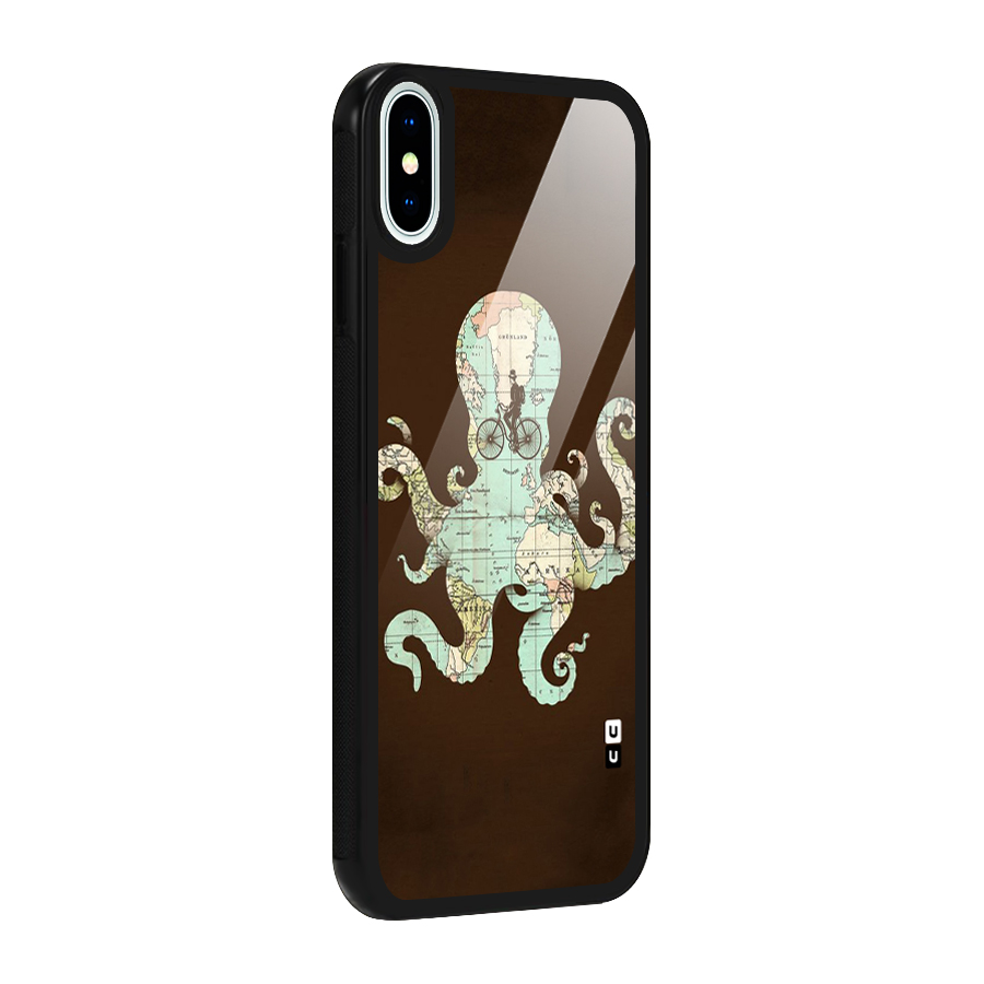 Travel Octopus Glass Back Case for iPhone XS