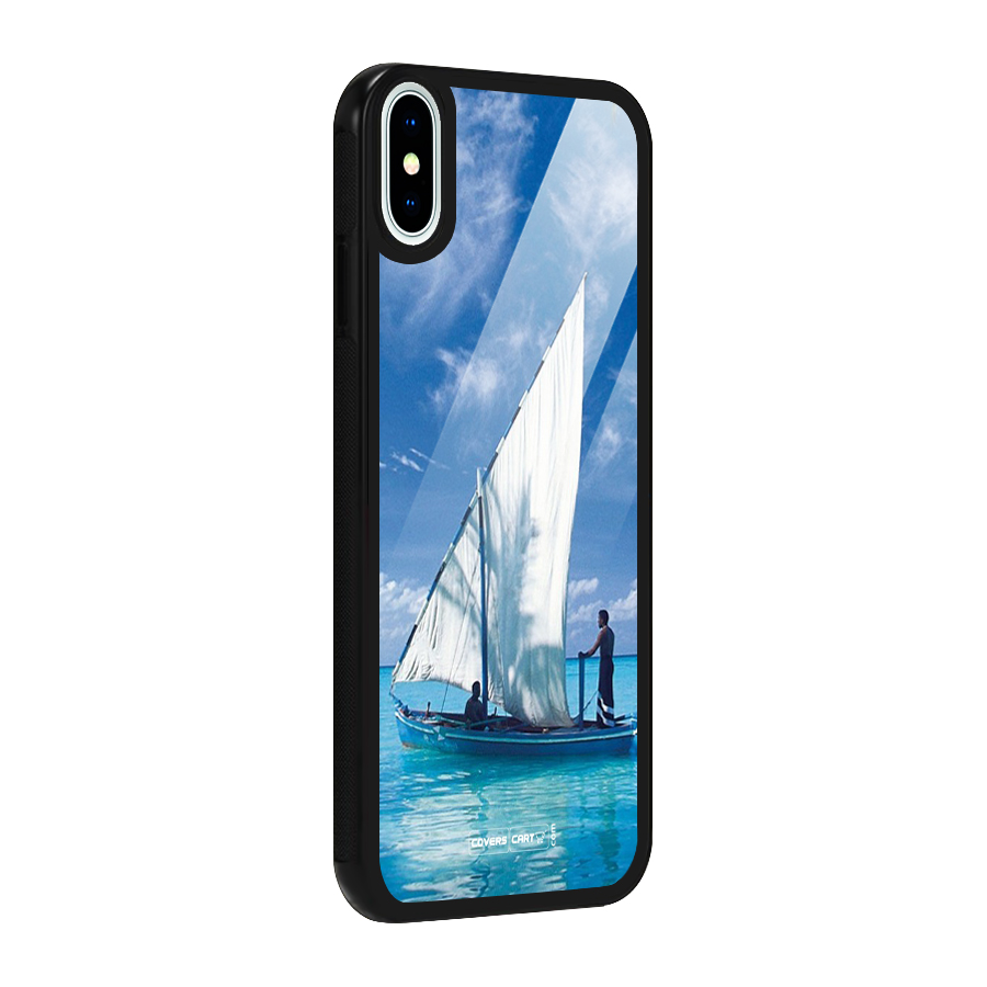 Travel Ship Glass Back Case for iPhone XS