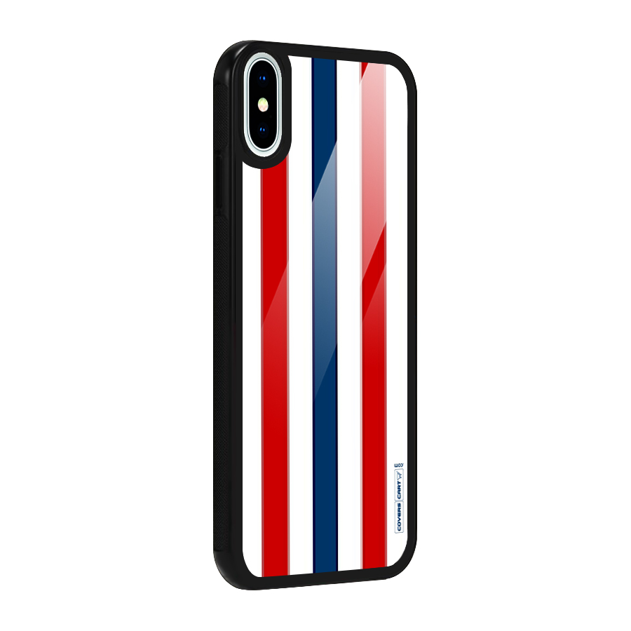 Tricolor Stripes Glass Back Case for iPhone XS