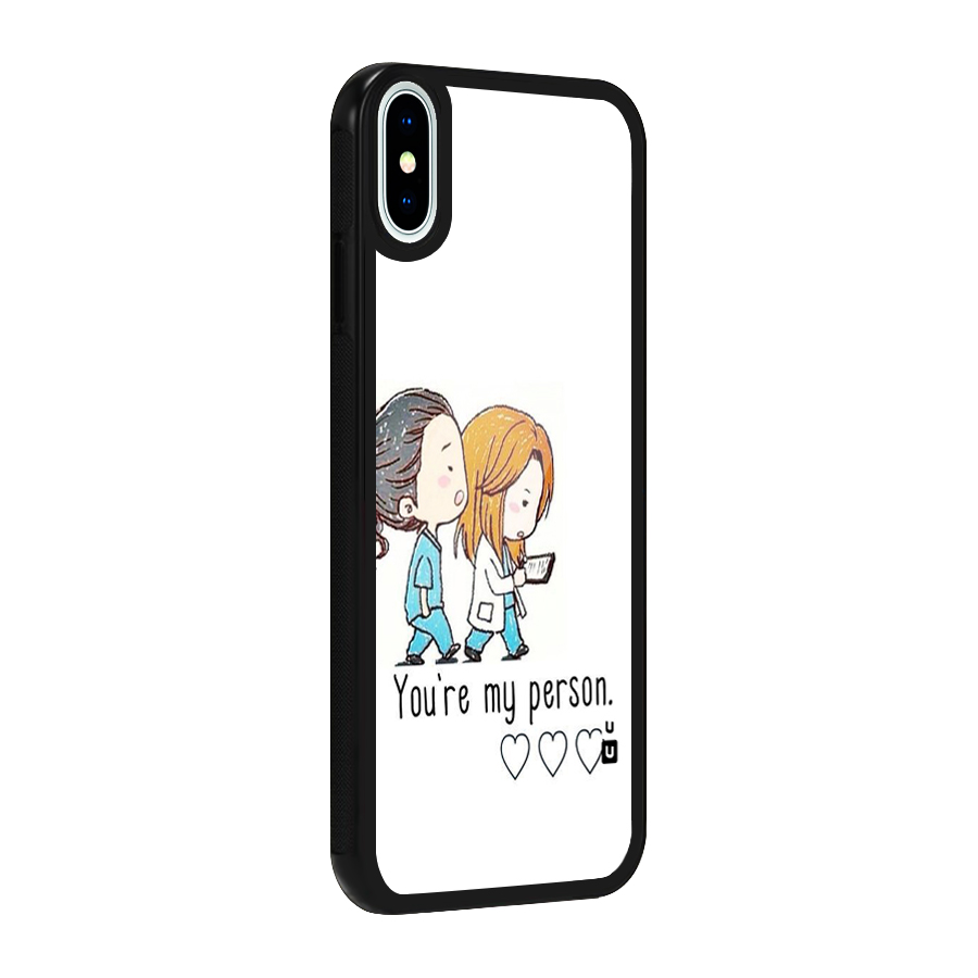 Two Friends In Coat Glass Back Case for iPhone XS