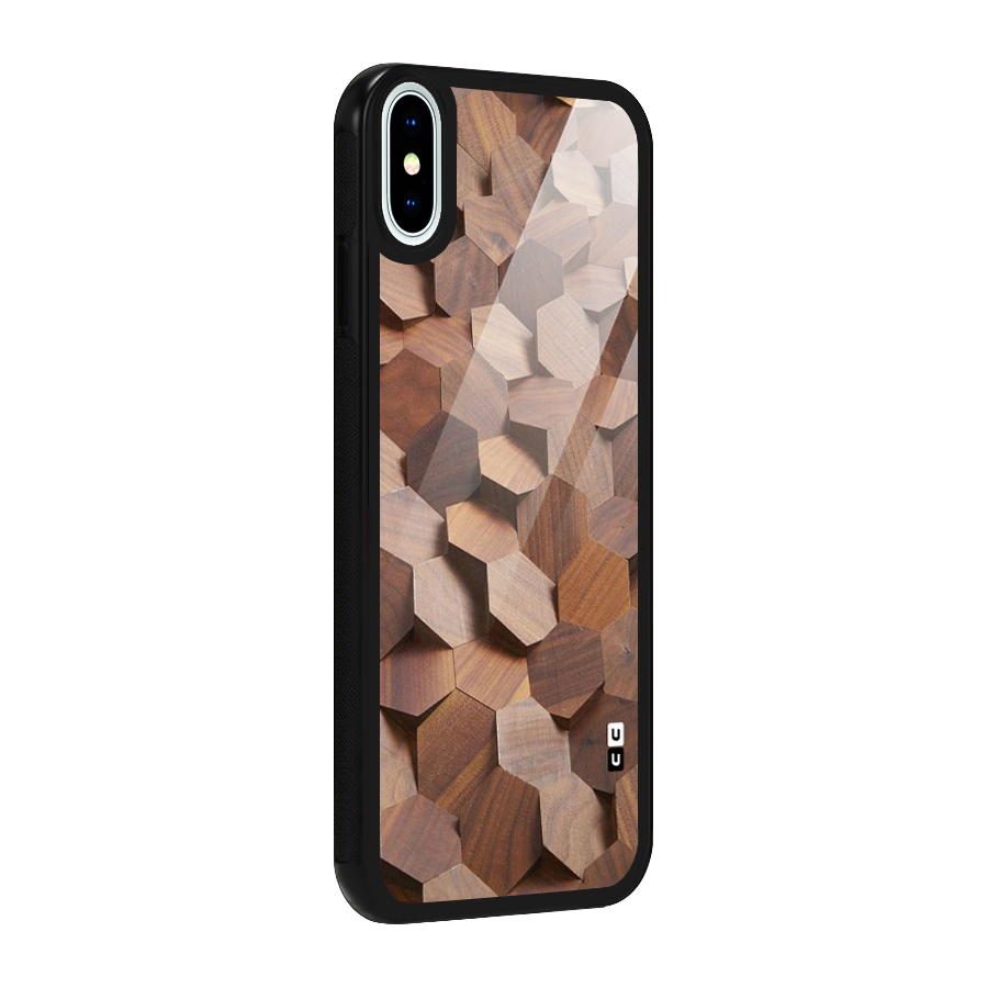 Uplifted Wood Hexagons Glass Back Case for iPhone XS