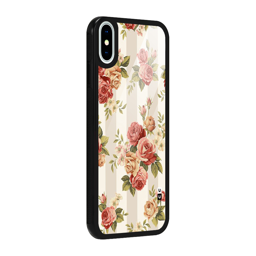 Vintage Color Flowers Glass Back Case for iPhone XS