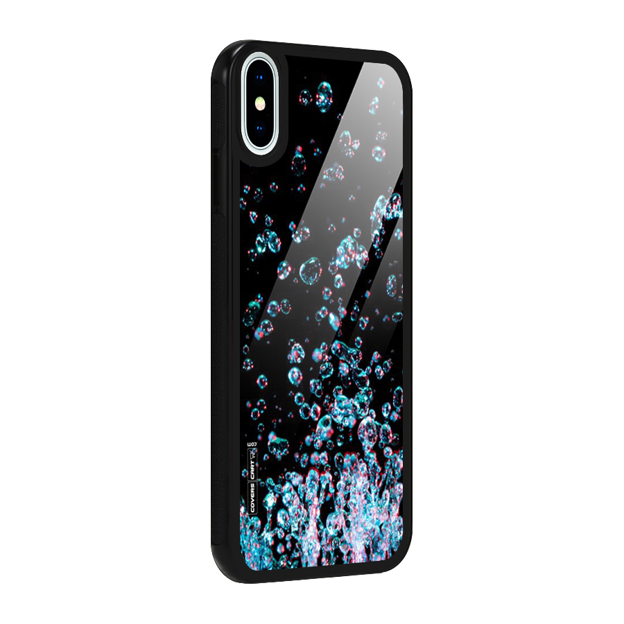 Water Droplets Glass Back Case for iPhone XS