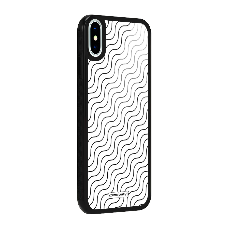 Wavy Pattern Glass Back Case for iPhone XS