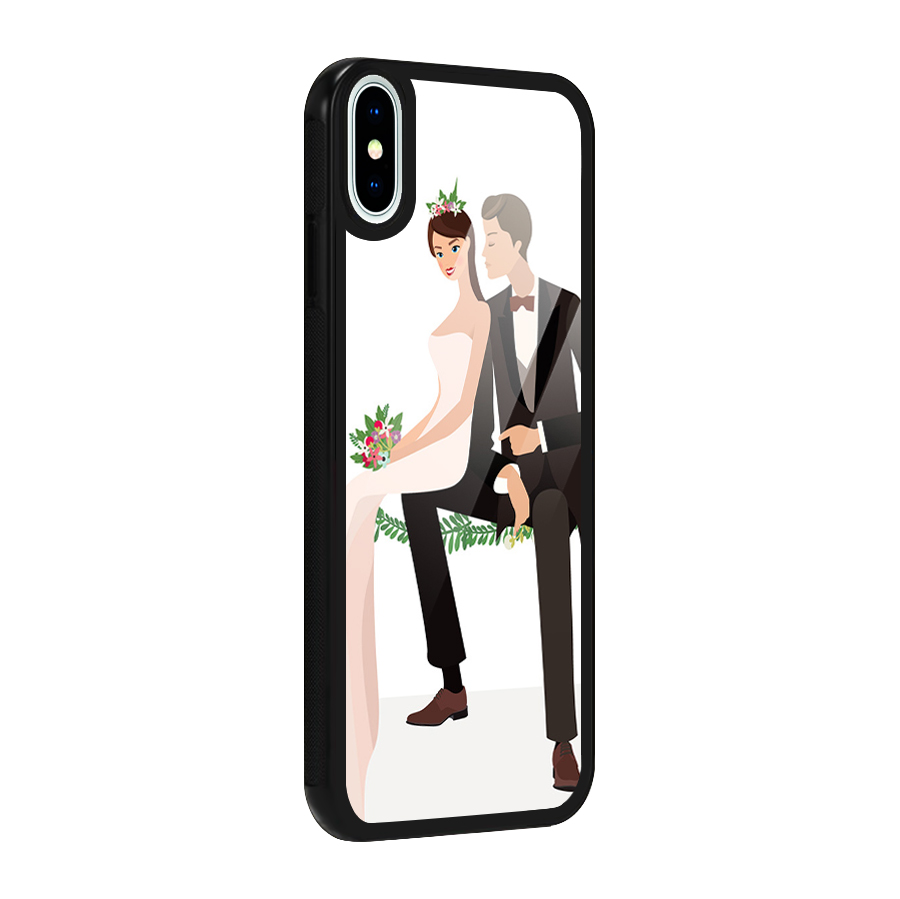 Wedding Couple Glass Back Case for iPhone XS