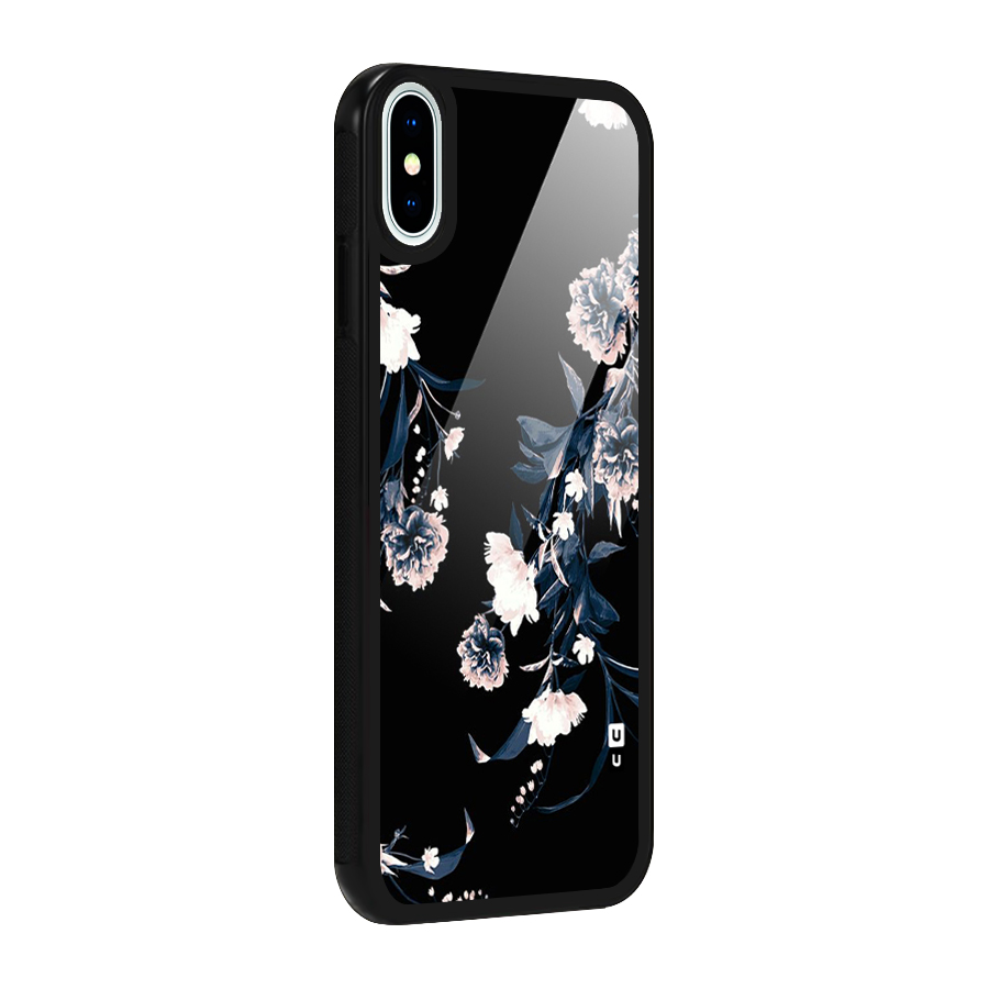 White Flora Glass Back Case for iPhone XS
