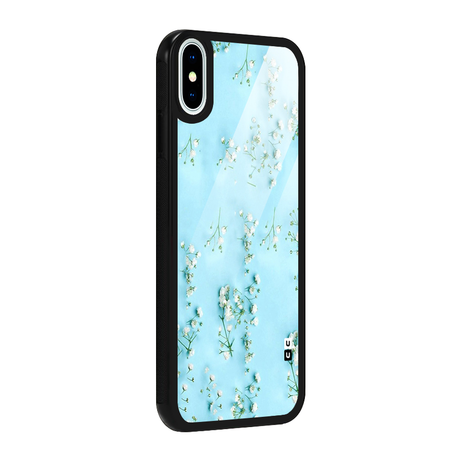 White Lily Design Glass Back Case for iPhone XS