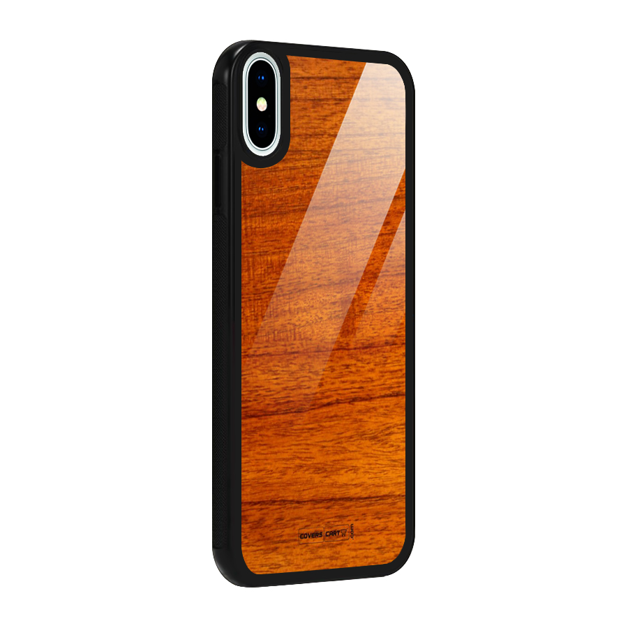 Wood Texture Design Glass Back Case for iPhone XS