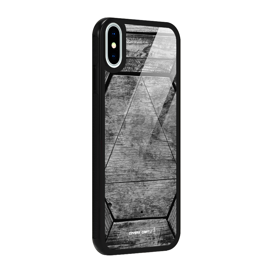 Wooden Hexagon Glass Back Case for iPhone XS