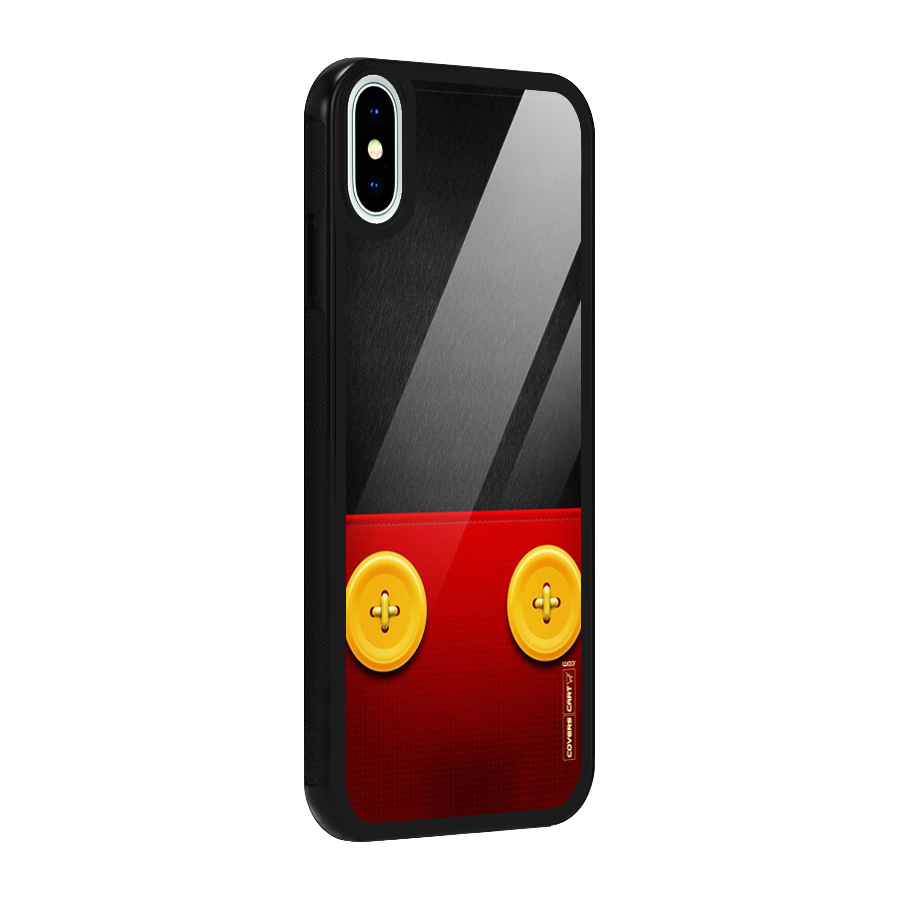 Yellow Button Glass Back Case for iPhone XS