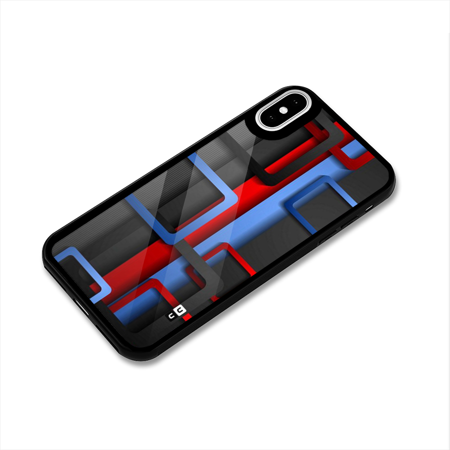 Abstract Box Glass Back Case for iPhone XS