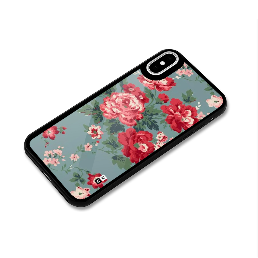 Aesthetic Floral Red Glass Back Case for iPhone XS