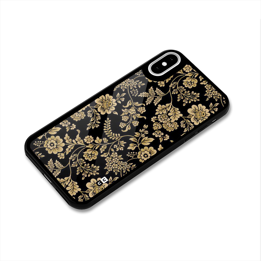 Aesthetic Golden Design Glass Back Case for iPhone XS