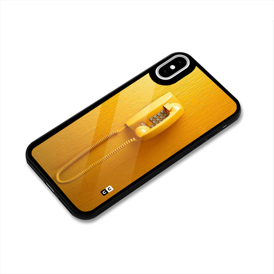 Aesthetic Yellow Telephone Glass Back Case for iPhone XS