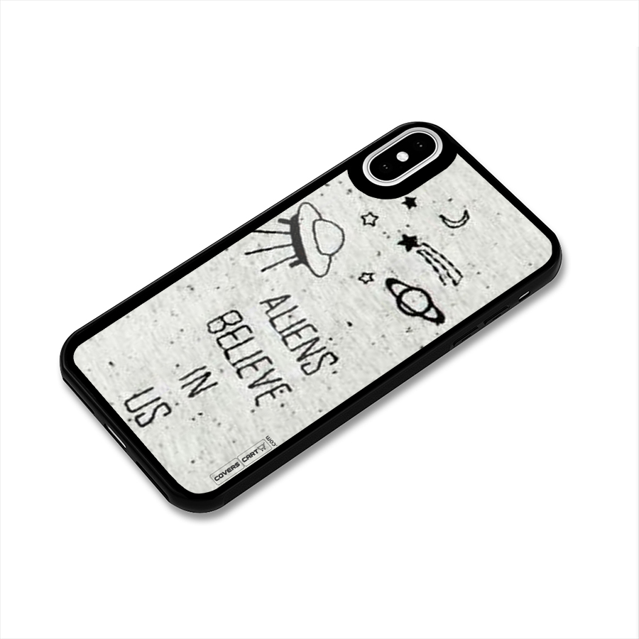 Aliens Believe In Us Glass Back Case for iPhone XS