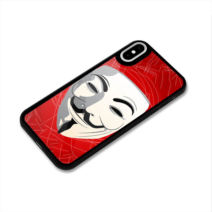 Anonymous Mask Abstract  Glass Back Case for iPhone XS