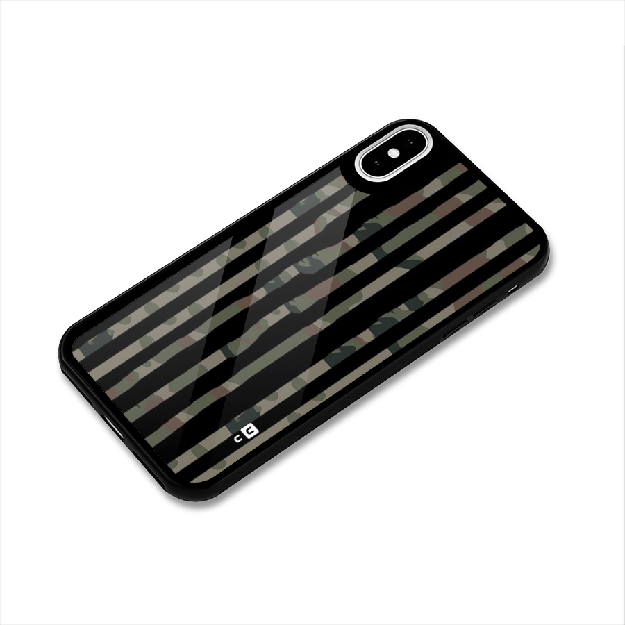 Army Stripes Glass Back Case for iPhone XS