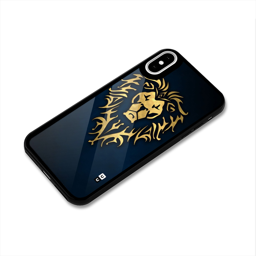 Beautiful Golden Lion Design Glass Back Case for iPhone XS