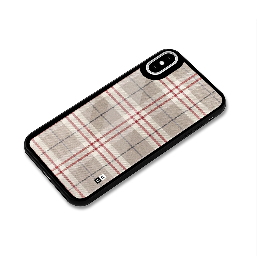 Beige Red Check Glass Back Case for iPhone XS