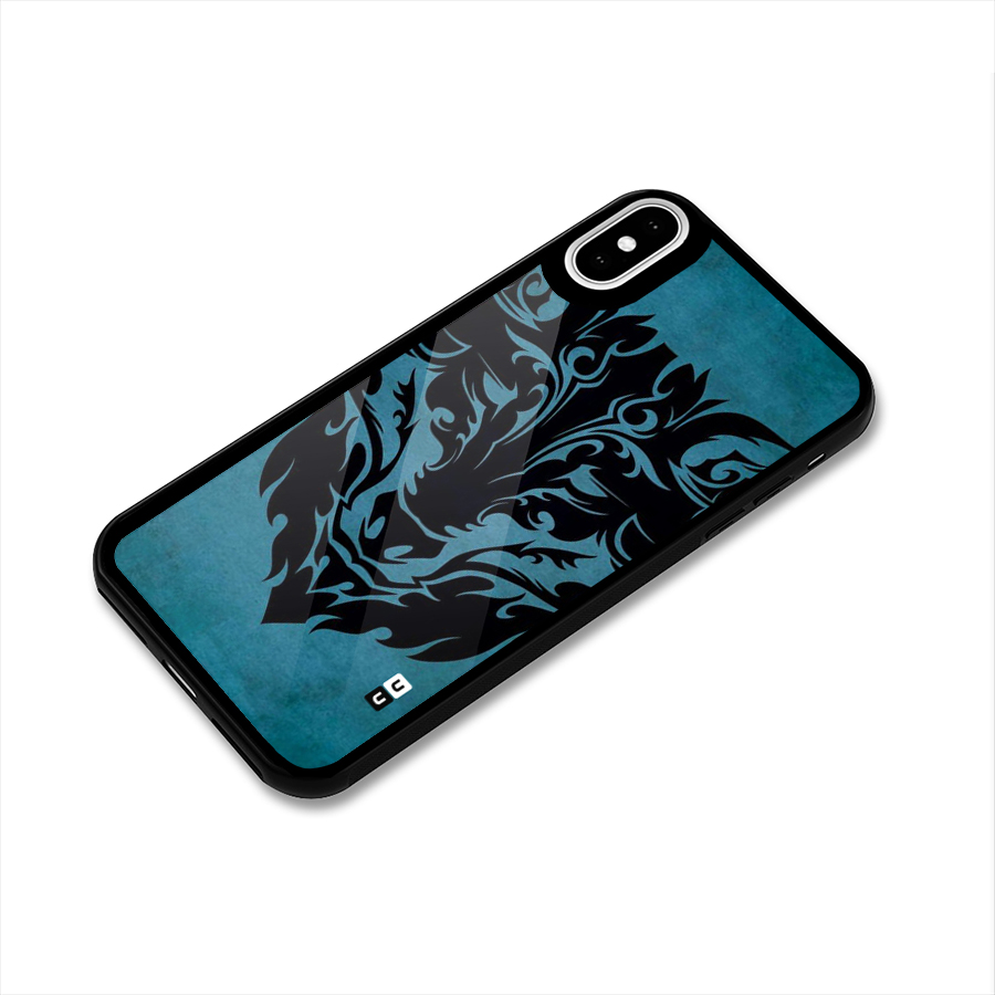 Black Artistic Wolf Glass Back Case for iPhone XS