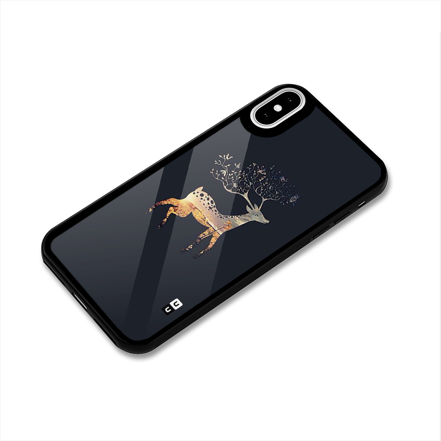 Black Deer Glass Back Case for iPhone XS