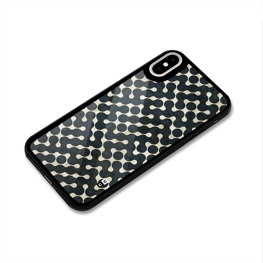 Black Maze Design Glass Back Case for iPhone XS