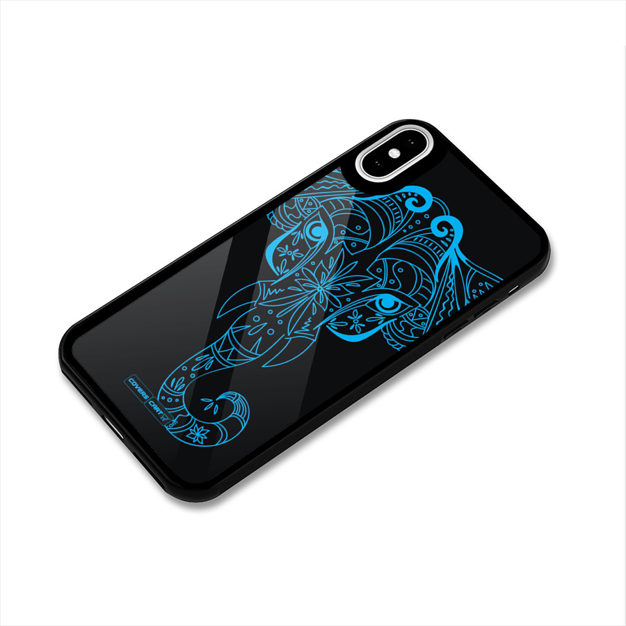 Blue Elephant Ethnic Glass Back Case for iPhone XS