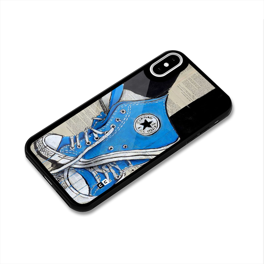 Blue Shoes Glass Back Case for iPhone XS