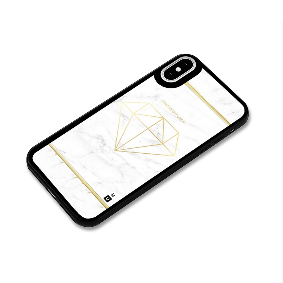 Bright Gold Diamond Glass Back Case for iPhone XS