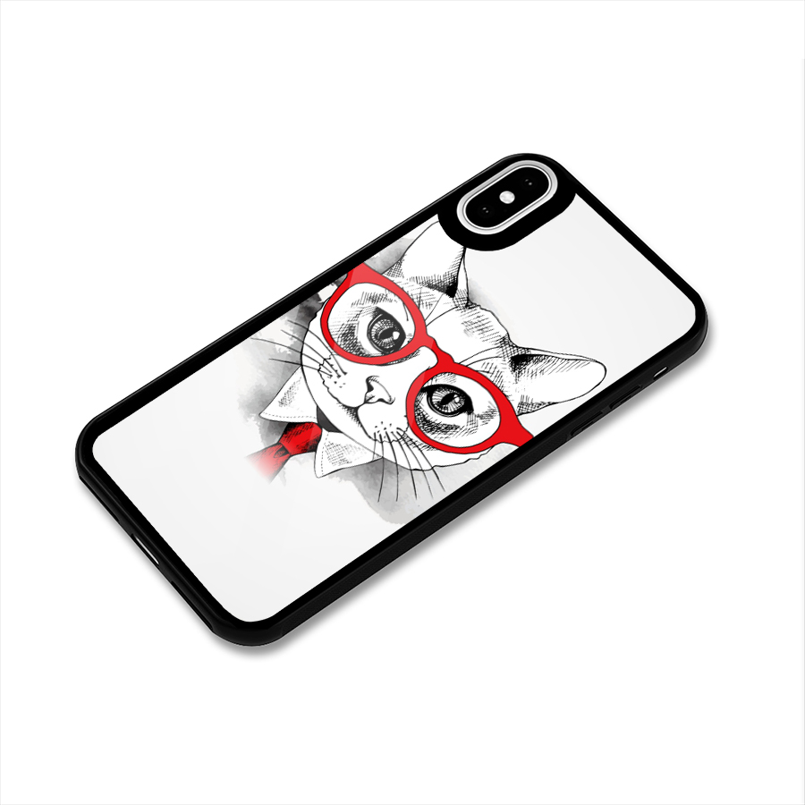 Business Cat Glass Back Case for iPhone XS