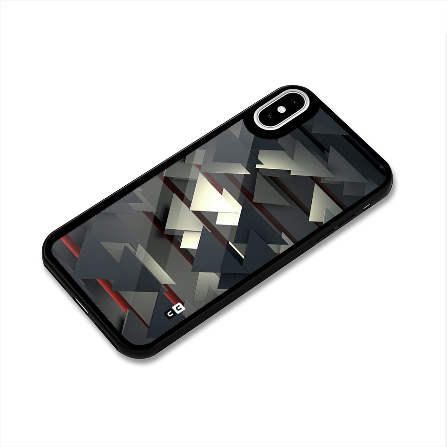 Classic Triangles Design Glass Back Case for iPhone XS