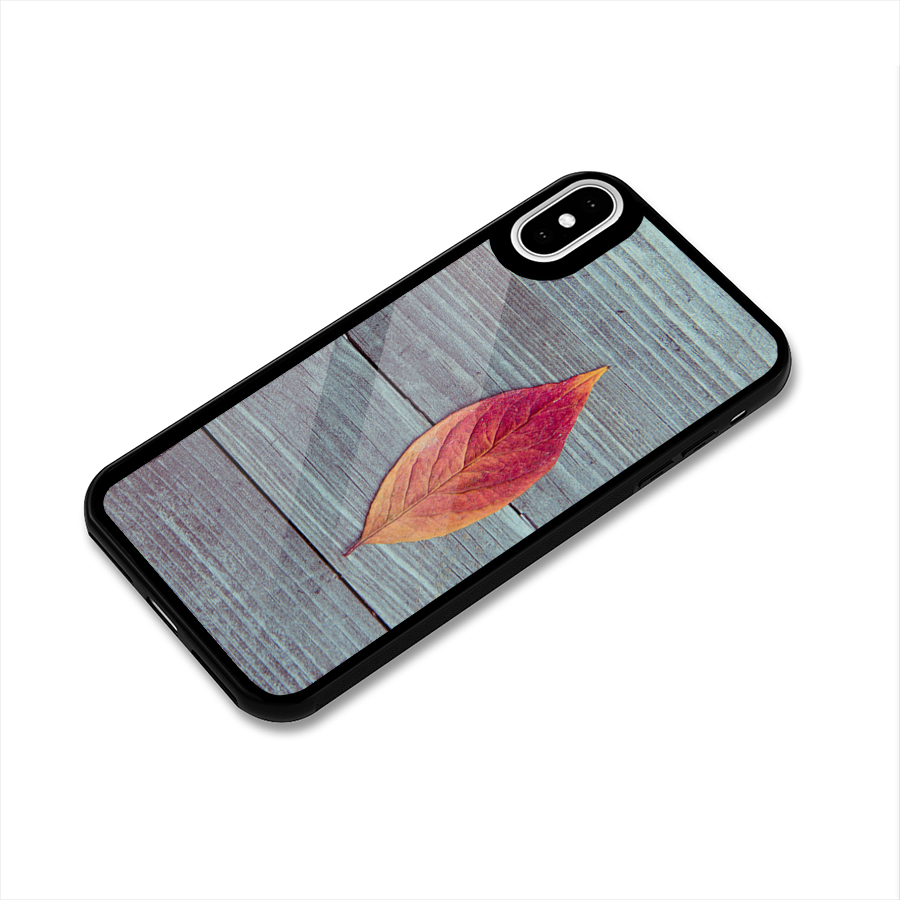 Classic Wood Leaf Glass Back Case for iPhone XS