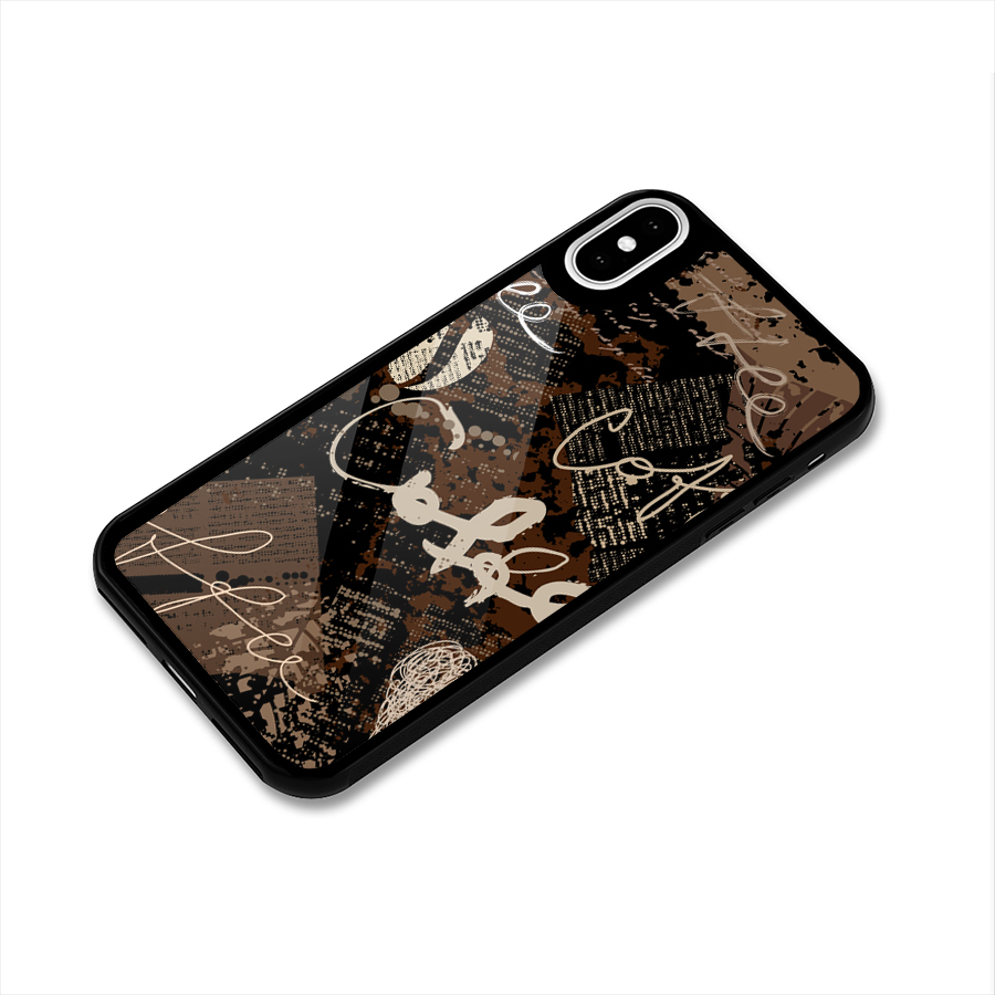 Coffee Scribbles Glass Back Case for iPhone XS
