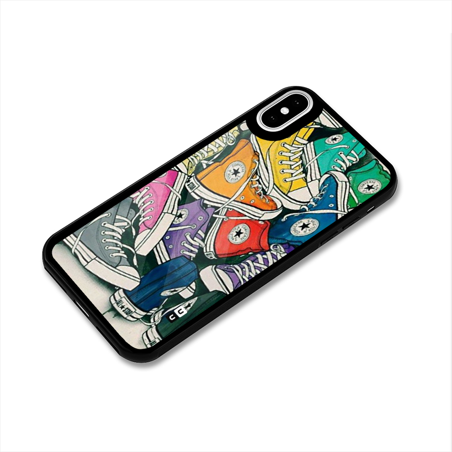 Colorful Shoes Glass Back Case for iPhone XS